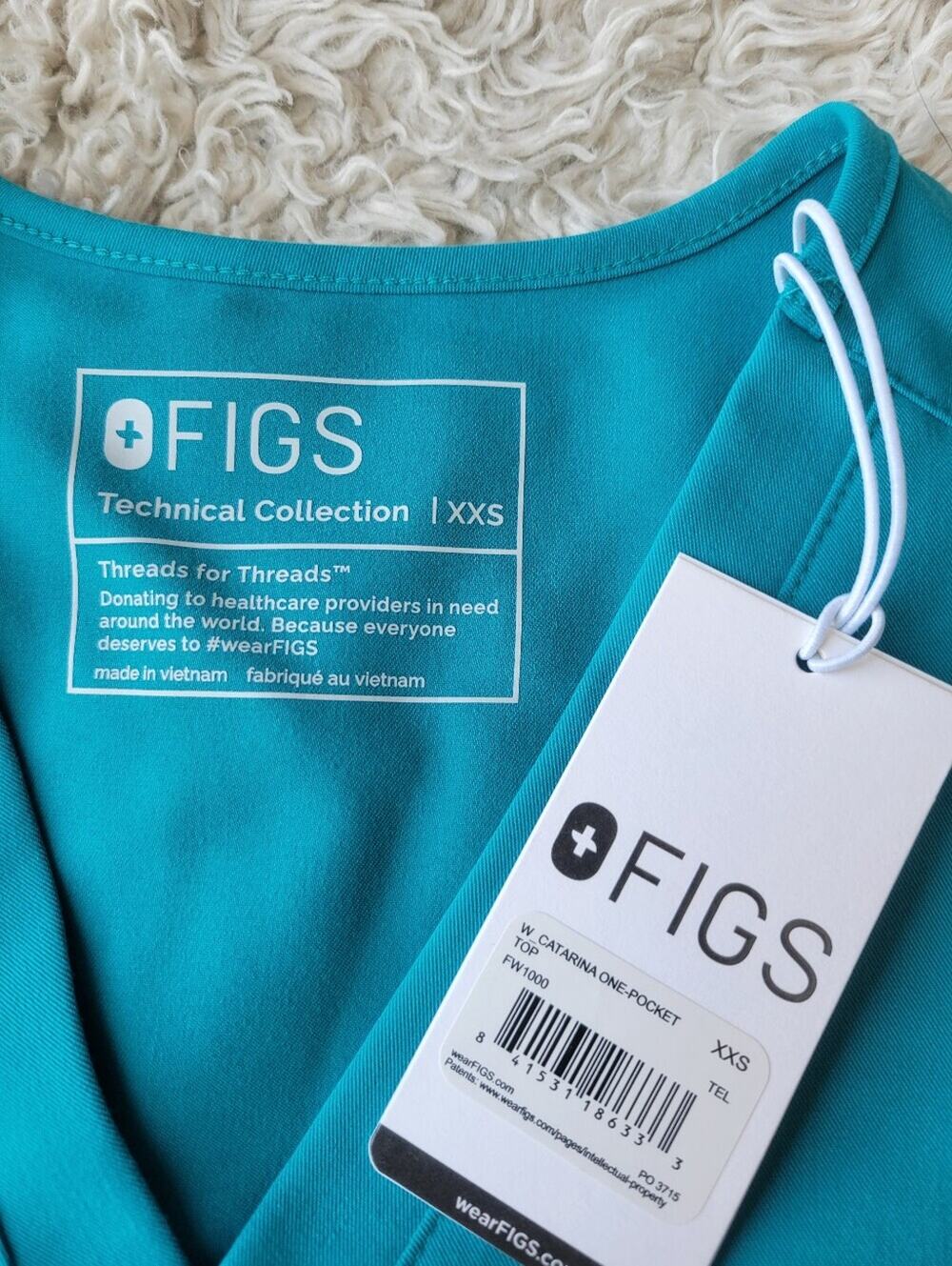 Figs Teal Catarina One Pocket Scrub Top Size XXS Womens NWT New